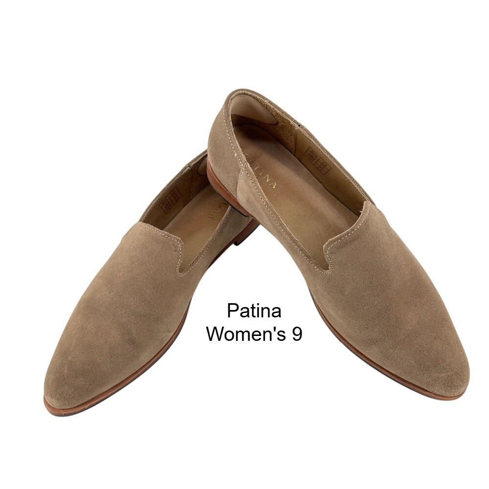 Patina Footwear Tan Suede Pointed Toe Loafers Handmade Mexico Womens 9 EUR 39.5
